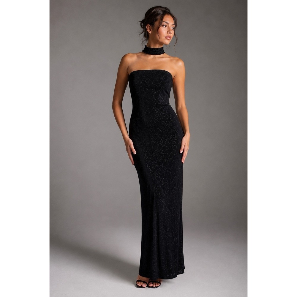 Vintage 90s Prom Formal Dress Maxi Gown Size Small (7) Choker Collar Fall Formal